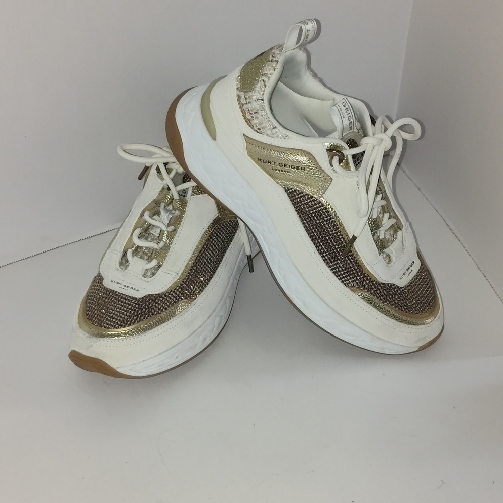KURT GEIGER LONDON Kensington Low-Top Sneaker - Beige & Gold - 9.5 To A 10Women'